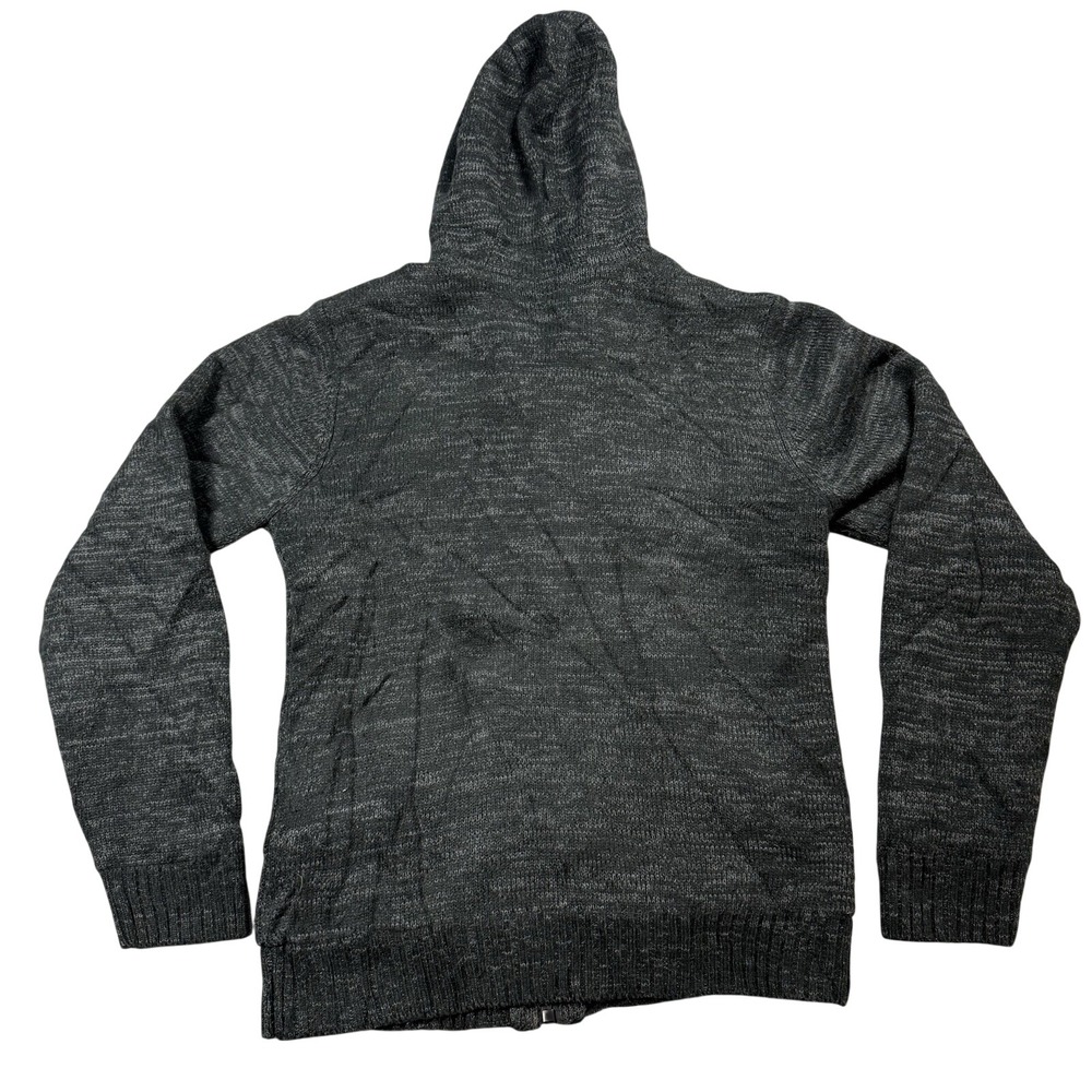 Buffalo Size M Hooded Sweater Mens Charcoal Gray Sherpa Lined Full Zip Cardigan - Picture 10 of 11